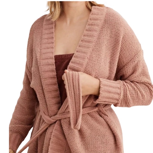 Aerie L Chenille Belted Knit Cardigan 